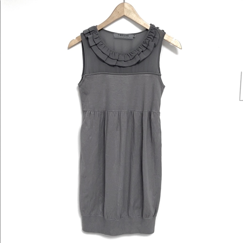 Knit Dress with Ruffle Neck